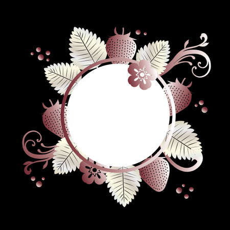 frame with strawberry and blossom backgroundのイラスト素材