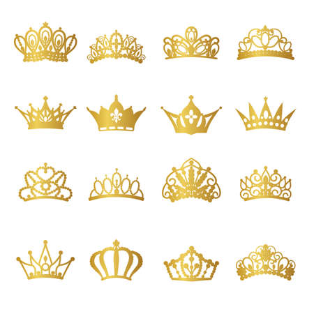 Golden tiara illustration material setのイラスト素材