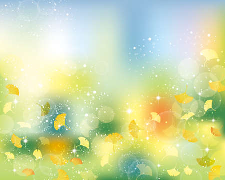 Ginkgo leaves and light and blur backgroundのイラスト素材