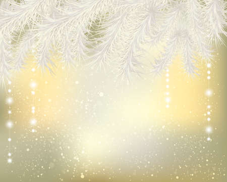 Christmas background with Fir and ornamentsのイラスト素材