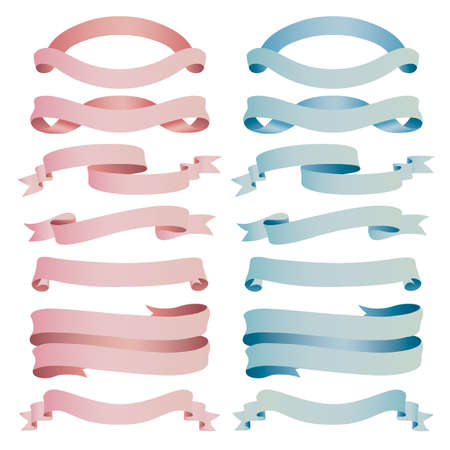 Set of pastel colour ribbonsのイラスト素材