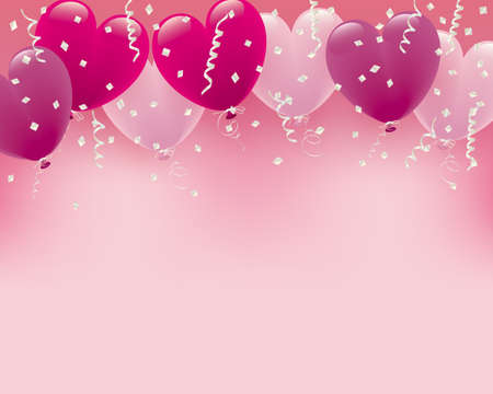 background of pastel color heart balloonsのイラスト素材