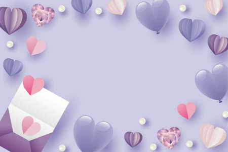 Pastel color background with heart motifsのイラスト素材