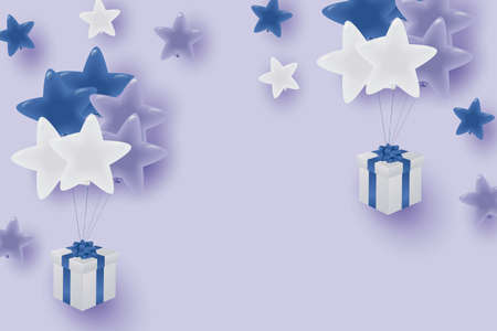 background of star-shaped balloons and gift boxesのイラスト素材