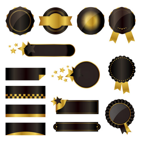 set of black and gold decorationのイラスト素材