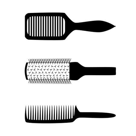 Set with different hair comb and brush isolated vectorのイラスト素材