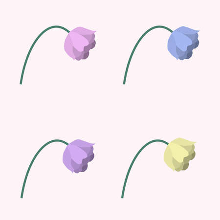 vector floral set with different color anemone flowersのイラスト素材