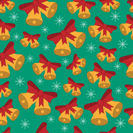 Seamless pattern with with christmas bells and snowflakesのイラスト素材