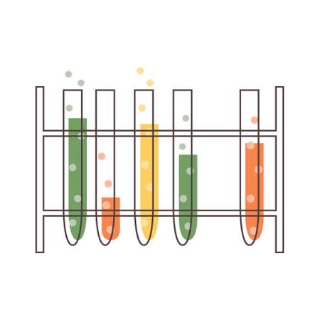 Set with medical laboratory equipment. holder with test tube. soleted flat illustrationのイラスト素材