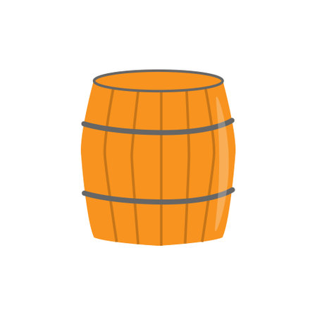 Wooden barrel. Element for St. Patrick s Day. Cartoon vector illustration for pub invitation, t-shirt design, cards or decorのイラスト素材
