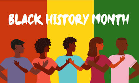 African American History or Black History Month. Celebrated annually in February in the USA and Canada. The social problems of racism. Right of Black people. Flat vector illustrationのイラスト素材