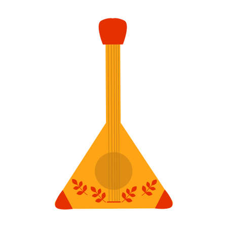 Balalaika - symbol of the traditional holiday carnival about Russian Pancake week. Translation Shrovetide or Maslenitsa. Spring festival. Flat vector isoleted illustrationのイラスト素材