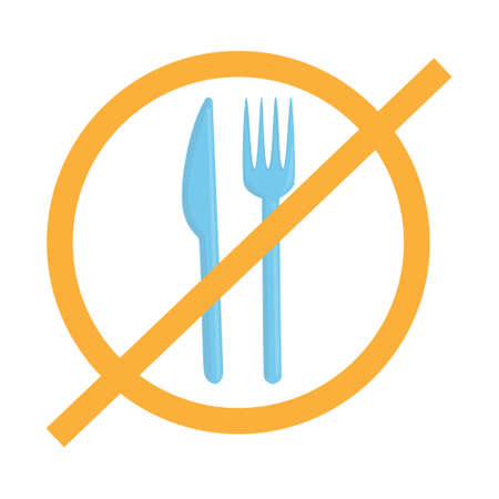 Ramadan kareem no eating sign. Isolated on a white background. Avoid eating and drinking in muslim fasting month in public during. Vector flat illustrationのイラスト素材
