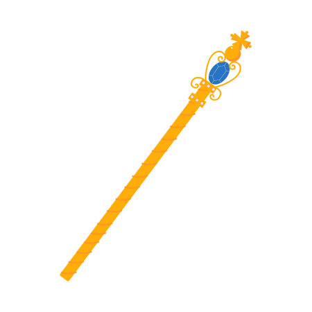 Golden royal regal scepter. cartoon vector illustration. Royal gold jewelry. King, queen monarchy imperial symbol. isolated on a white background.のイラスト素材