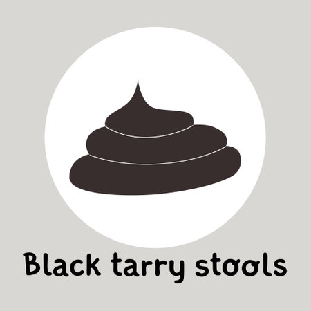 Black tarry stools. Poops flat vector illustrationのイラスト素材