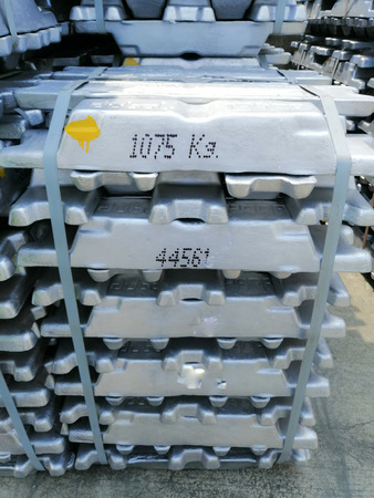 Aluminium bars in the cargo for transportation to factoryの写真素材
