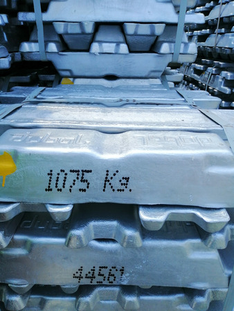Aluminium bars in the cargo for transportation to factoryの写真素材