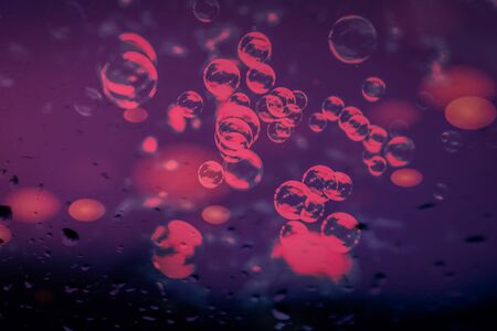 Beautiful abstract close up colorful purple and pink soap bubbles background and wallpaper
