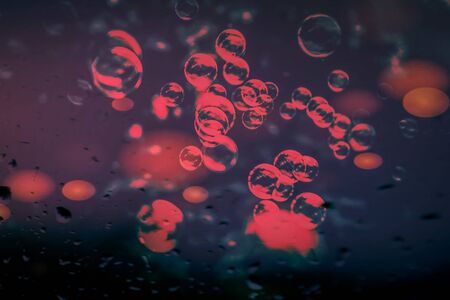 Beautiful abstract close up colorful purple and pink soap bubbles background and wallpaperの写真素材