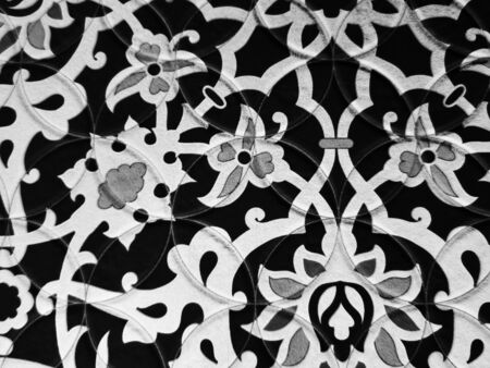 Beautiful abstract color white and gray marble on white background and gray and white granite tiles floor on black background, love gray wood banners graphics, art mosaic decorationの写真素材