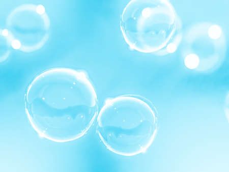 Bubbles on blue background. 3d rendering, 3d illustration.の写真素材