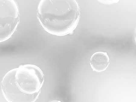 Soap bubbles on white background. 3d rendering, 3d illustration.の写真素材