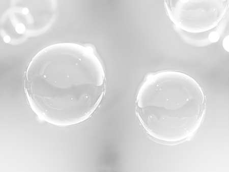 Soap bubbles on a white background. 3d rendering, 3d illustration.の写真素材