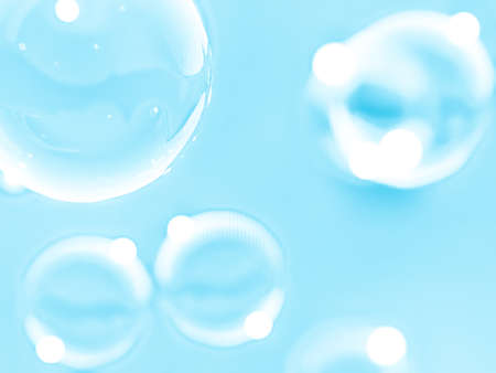 Bubbles on a blue background. 3d rendering, 3d illustration.の写真素材