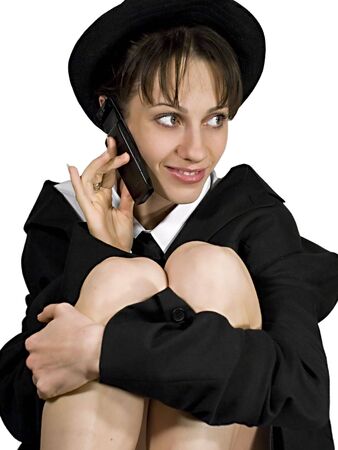 Young woman making a callの写真素材