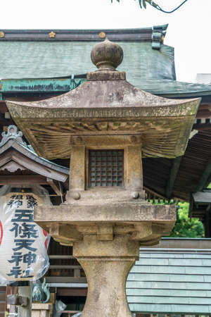 Taito-ku, Tokyo - July 27, 2017: Ishidoro (Stone lantern) or Light tower at Gojoten jinja shrine. Located in Ueno Park.のeditorial素材