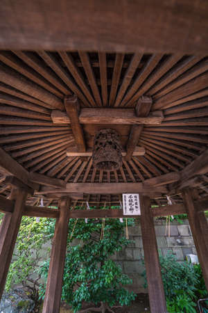 Taito-ku, Tokyo - July 27, 2017: Roof detail of rare style Temizuya or Chozuya (place to clean hands) at Gojoten jinja shrine. Located in Ueno Parkのeditorial素材