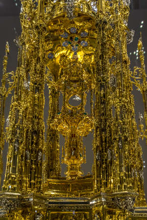 Toledo, Castille la Mancha, Spain - April 04, 2017: Detail of Arfe Processional Monstrance (Custodia Procesional) Treasure Chapel (Capilla del Tesoro) Toledo Cathedral (Catedral Primada de Toledo)のeditorial素材