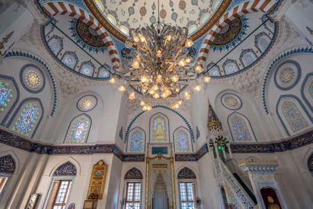 Tokyo - August 31, 2016. Interior of Tokyo Camii or Tokyo Mosque. Ottoman style mosque and Turkish culture center serves Muslim community. Located at Yoyogi-Uehara, Oyama-cho district, Shibuya wardのeditorial素材