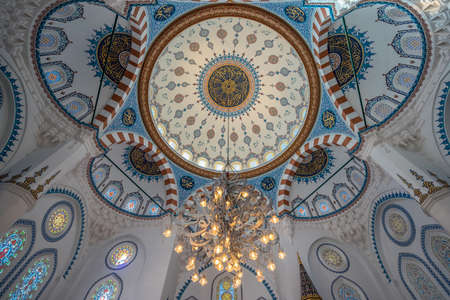 Tokyo - August 31, 2016. Interior of Tokyo Camii or Tokyo Mosque. Ottoman style mosque and Turkish culture center serves Muslim community. Located at Yoyogi-Uehara, Oyama-cho district, Shibuya wardのeditorial素材
