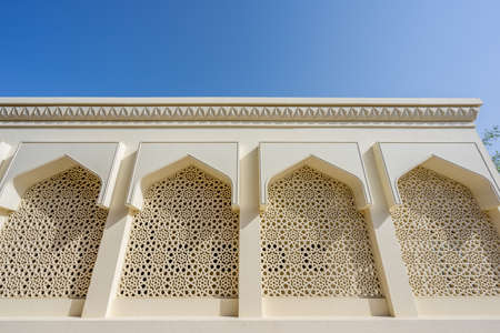 Dubai, September 06, 2015. Alfarooq mosque or Al Farooq masjid. Located in Al Fahidi Historical Neighborhood (Al Bastakiya)のeditorial素材