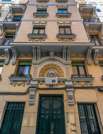 Madrid, Spain - April 12, 2017 : Typical building balconies in Madrid historic centerのeditorial素材