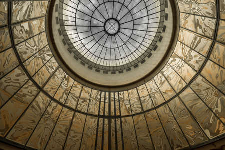 Frankfurt, Germany - 26 Jul 2016. Interior of Schirn Kunsthalle. Schirn Rotunda. David Halley geometrical abstract painting installation based in the idea of a particle acceleratorのeditorial素材