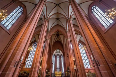 Frankfurt, Germany - 26 Jul 2016. Frankfurt Cathedral Saint Bartholomeus (Frankfurter Dom) in Roemerberg. Interior Wide Angle viewのeditorial素材