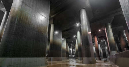 Kasukabe, Saitama Prefecture - August 28, 2018 : Tokyo Metropolitan Area Outer Underground Discharge Channel G-cans. World's largest underground flood water diversion facilityのeditorial素材