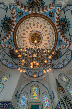 Tokyo - August 26, 2018 : Interior of Tokyo Camii or Tokyo Mosque. Ottoman style mosque and Turkish culture center serves Muslim community. Located at Yoyogi-Uehara, Oyama-cho district, Shibuya wardのeditorial素材