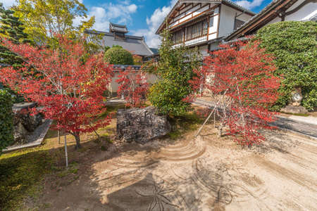 Arashiyama, Kyoto, Japan - November 9, 2017 : Autumn color at gardens of Kogen-ji Temple sub-temple of Tenryu-ji. Built in 17th Century in Kyakuden styleのeditorial素材