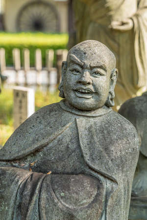 Kyoto, Japan - November 9, 2017 : Arashiyama Arhat. 500 Statues of the closest and highest disciples of Buddha in front of Hogon-in sub-temple of Tenryu-ji.のeditorial素材