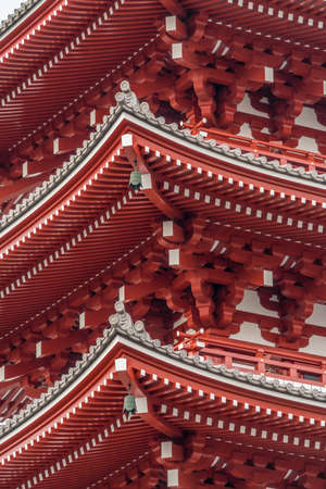 Asakusa, Tokyo, Japan - November 13, 2017 : Senso-ji five-story pagoda. Second highest pagoda in Japan.のeditorial素材