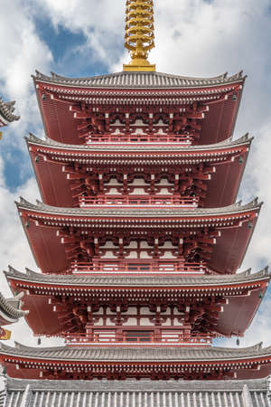 Asakusa, Tokyo, Japan - November 13, 2017 : Senso-ji five-story pagoda. Second highest pagoda in Japan.のeditorial素材