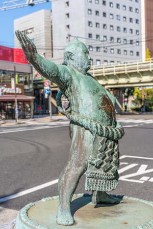 Tokyo - November 17, 2017 : Statue of a sumo wrestler fighter in Ryogoku district, Sumida Ward, Tokyo, Japanのeditorial素材