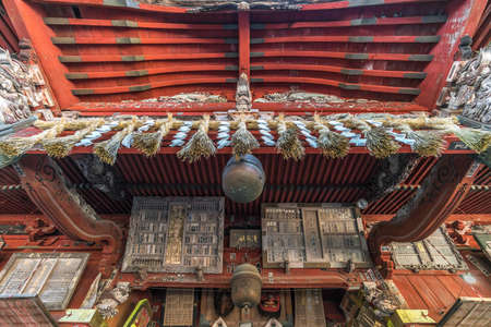 Fujiyoshida city, Yamanashi Prefecture, Japan - Nobember 19, 2017 : Honden (Main Hall) of Kitaguchi Hongu Fuji Sengen Jinja shinto shrine.のeditorial素材