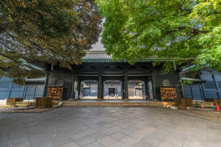 Bunkyo Ward, Tokyo - August 4, 2018 : Kyodan-mon gate and Taiseidan main hall of Yushima Seido Temple. Confucian temple in Tokyo build during the Genroku era of the Edo periodのeditorial素材