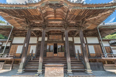 Front view of Honden (Main Hall) of Shuzenji Temple (Shuzen-ji). Izu city, Shizuoka, Japanのeditorial素材