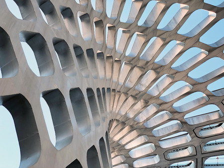 Double Curved Parametric Modern Architecture of Canopy. Wall Turns To The Roof.の写真素材