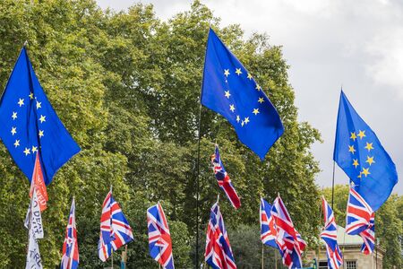 Bunch Of Flags of European Union and Great Britain.の写真素材